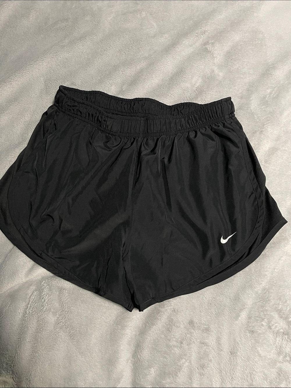 Nike Women’s Black Athletic Dri-FIT Shorts with White Swoosh